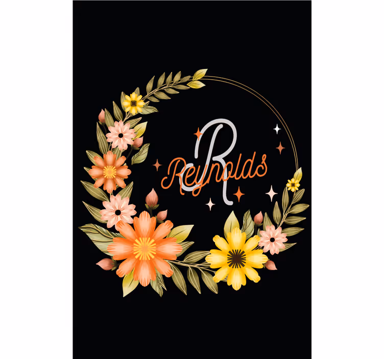 Elegant initial and name blind flowers - TenStickers