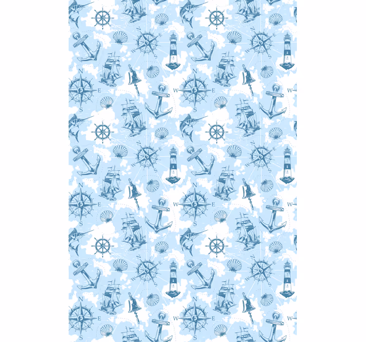 Nautical Icons Pattern blinds in a kitchen - TenStickers