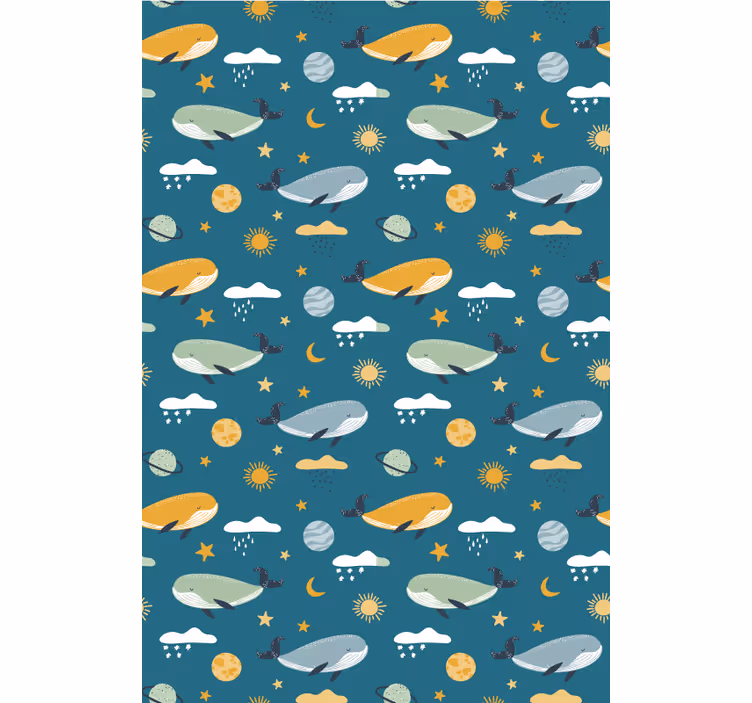 Whales pattern blind kids - TenStickers