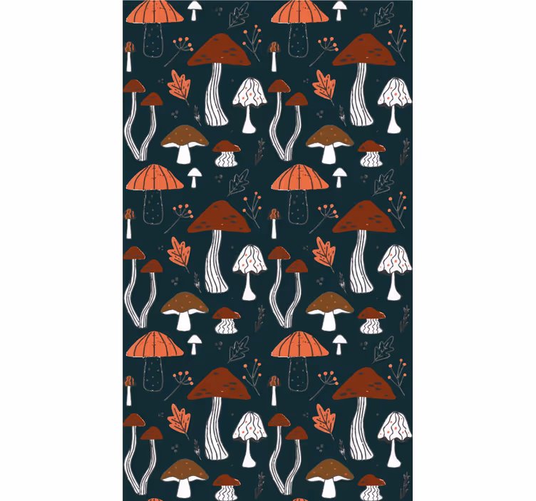 Mushroom Motif Art blind flowers - TenStickers