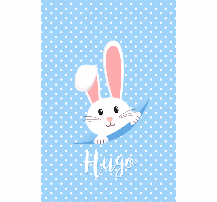 White bunny with name roller blind nursery - TenStickers