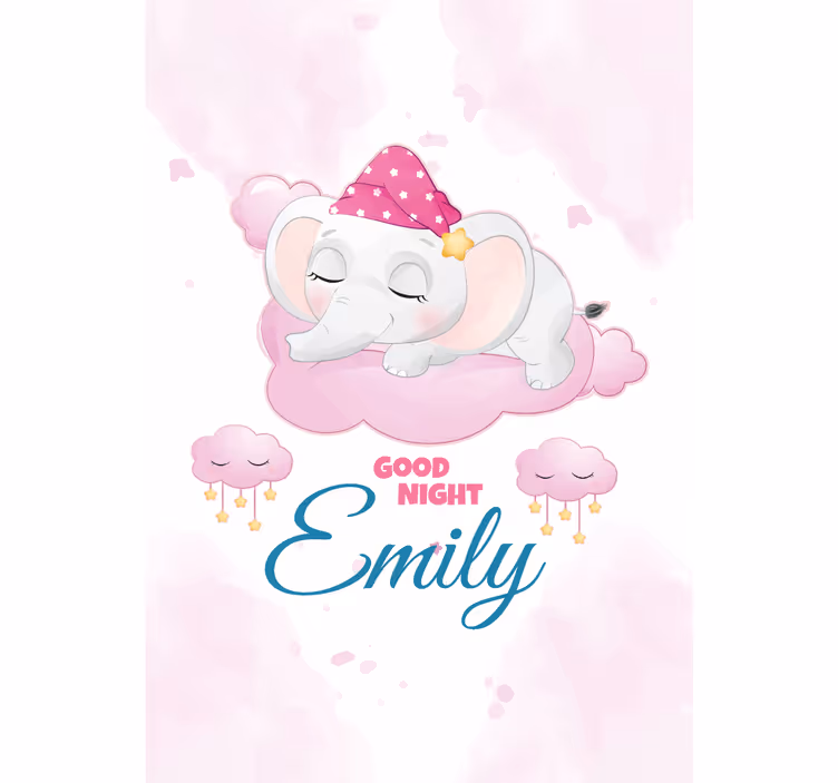 Sleeping elephant with name blind kids - TenStickers