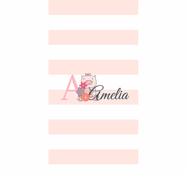 Charming piglet with name roller blind nursery - TenStickers