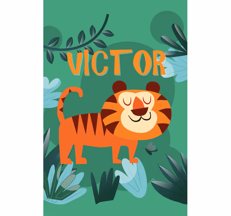 Happy tiger with name blind kids - TenStickers