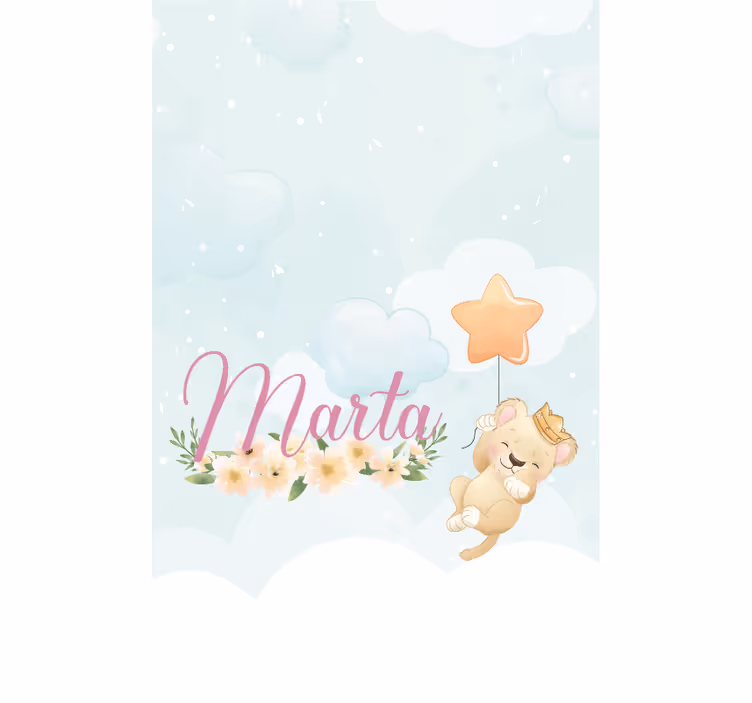 Bby lion with star and name roller blind nursery - TenStickers