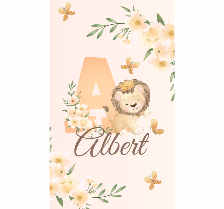Baby lion with name and initial blind kids - TenStickers