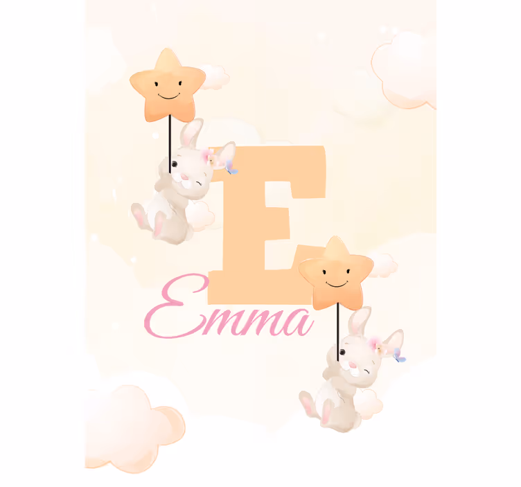 Bunnies with stars with name blind kids - TenStickers