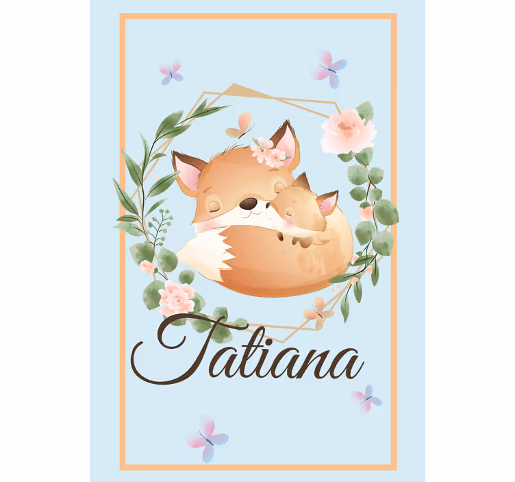 Fox family with name blind kids - TenStickers
