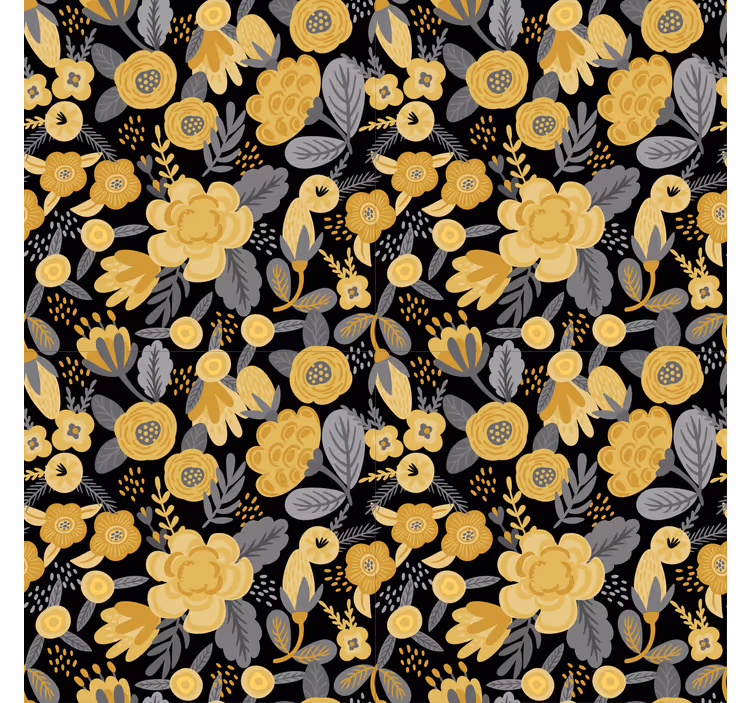 Yellow botanical pattern floral blind - TenStickers