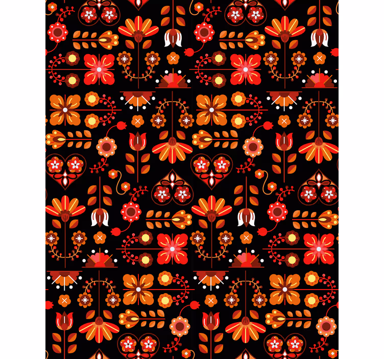 Orange folk art floral blind - TenStickers