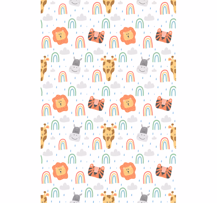 Wild animals with rainbows scandinavian blind - TenStickers