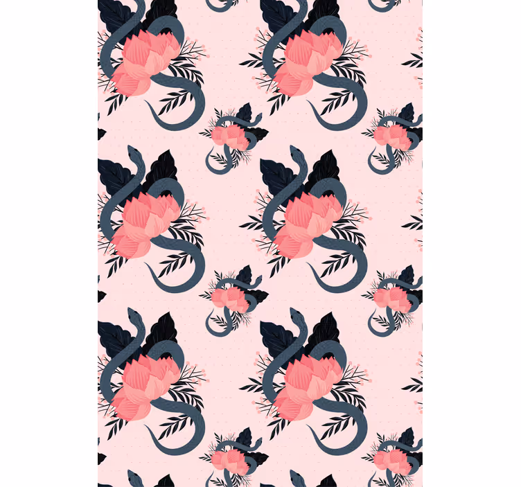 Floral and snake design blind flowers - TenStickers