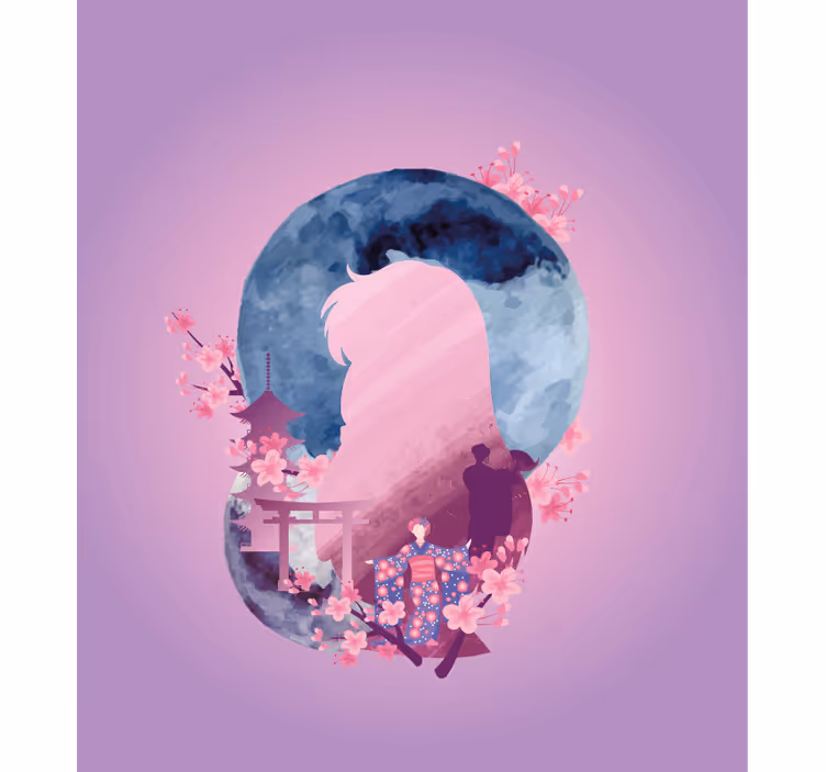 Silhouetted Blossom Scene romantic blind - TenStickers