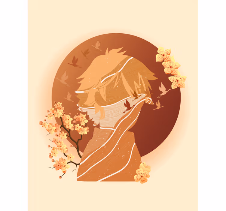 Asian nature silhouette blind art - TenStickers