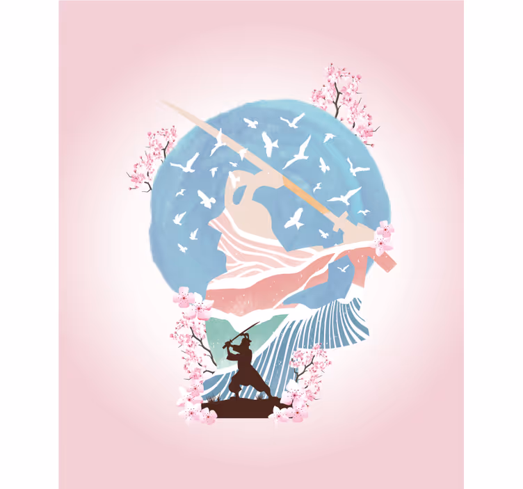 Elegant Samurai Silhouette blind art - TenStickers