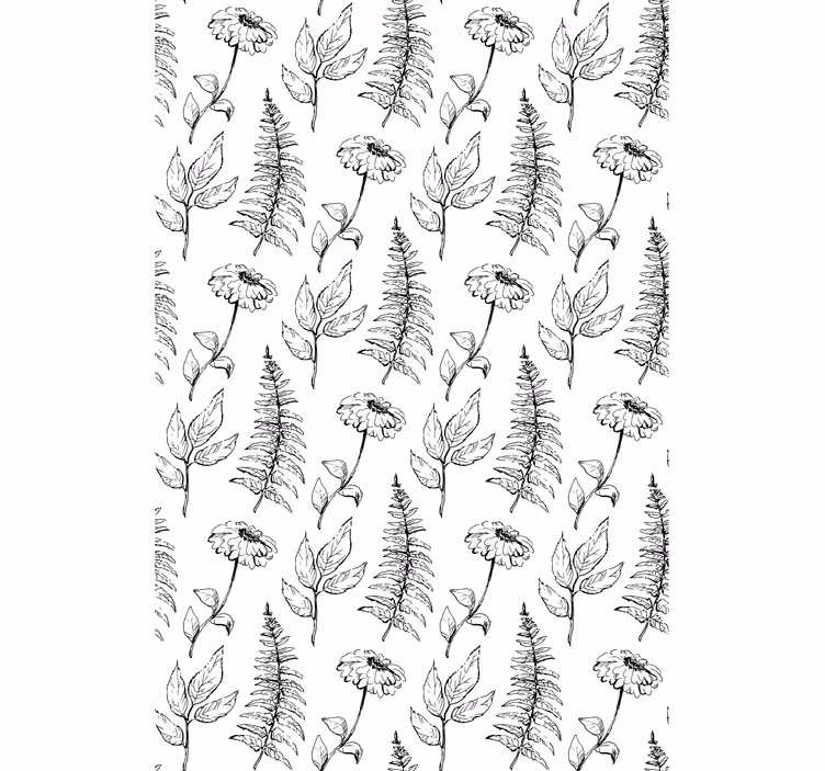 Floral black and white design blind flowers - TenStickers