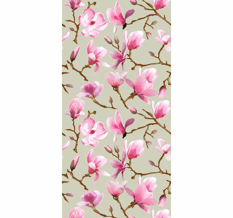 Pink mangolia bloom blinds in a kitchen - TenStickers