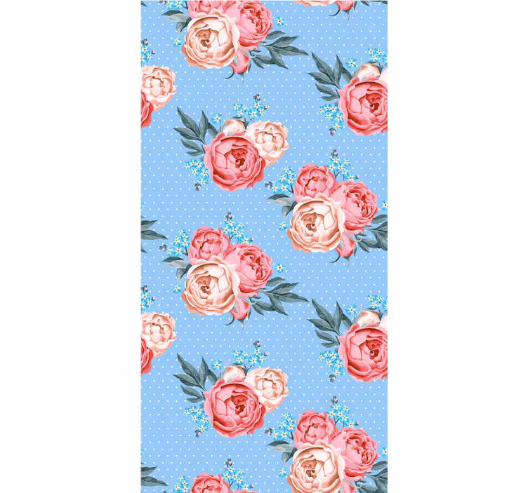 Blue blooming pink roses floral blind - TenStickers