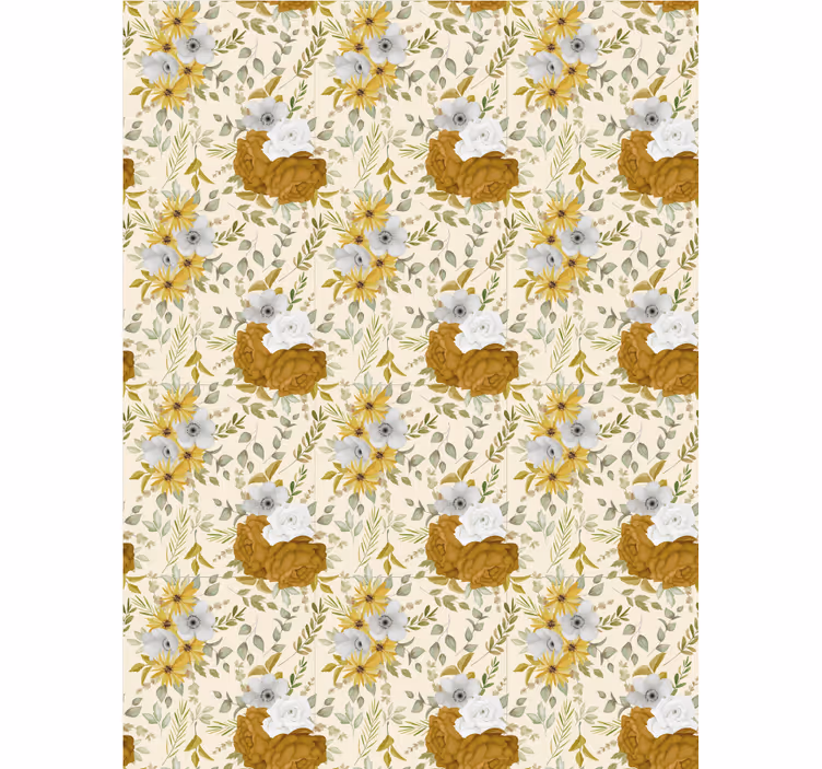 Beige and brown pattern blind flowers - TenStickers
