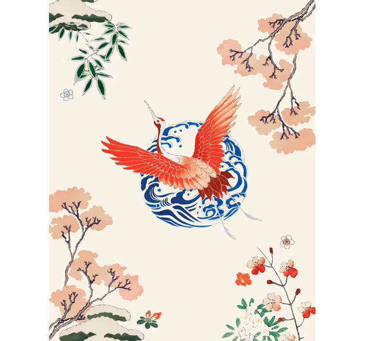 Flying Crane Bloom blind flowers - TenStickers