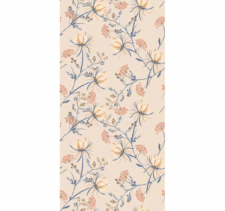 Floral Blossom Beige Pattern blind flowers - TenStickers