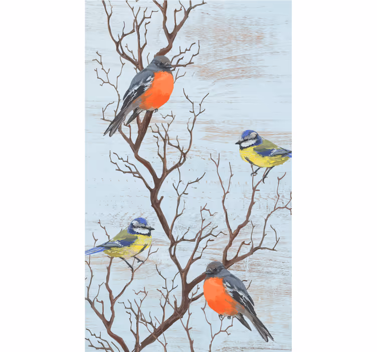 Birds on branches blind trees - TenStickers