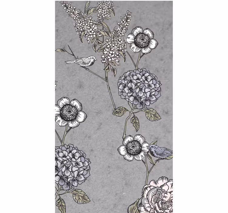 Grey gentle motif blind flowers - TenStickers