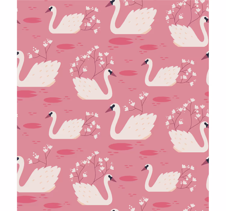 Elegant Swans and Blossoms blind flowers - TenStickers