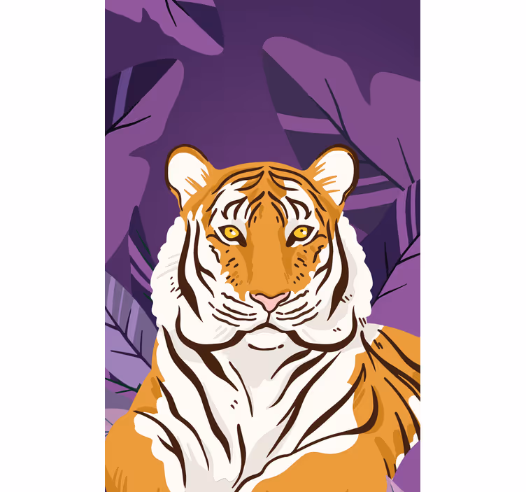 Tiger portrait with leaves animal blind - TenStickers