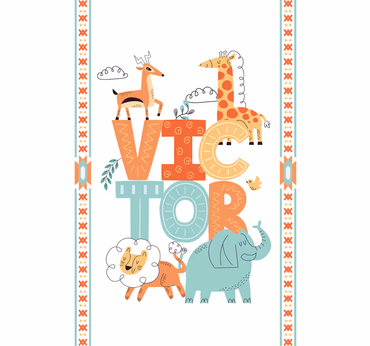 Savage animals with name blind kids - TenStickers