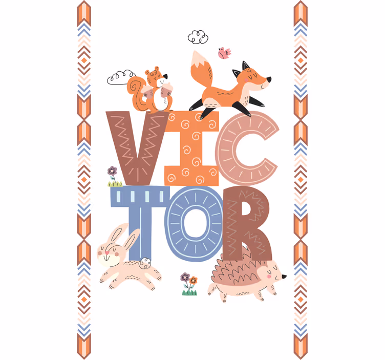 Forest animals with name blind kids - TenStickers