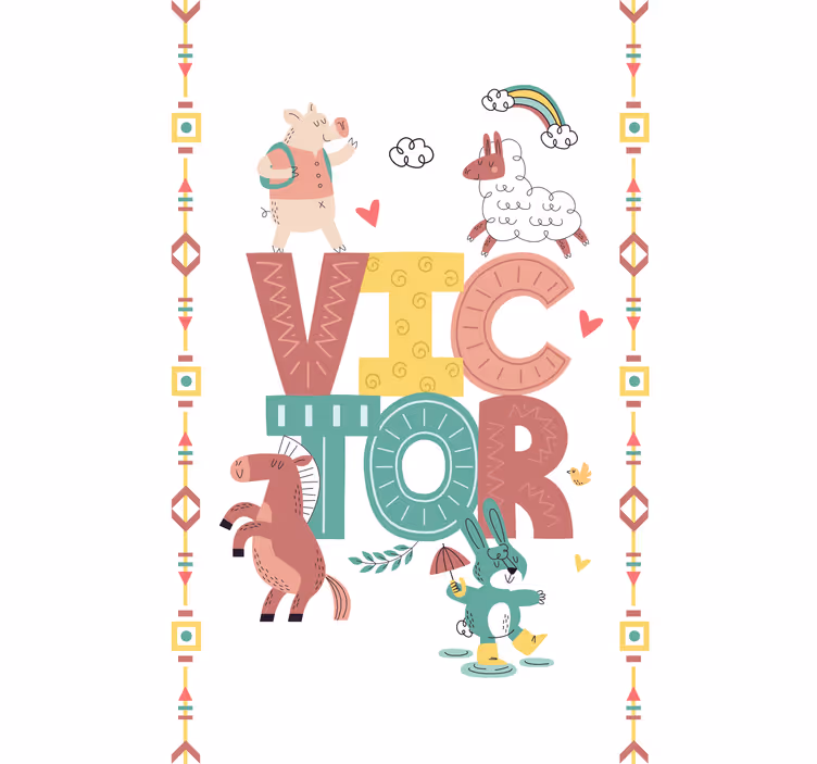 Boho animals with name blind kids - TenStickers