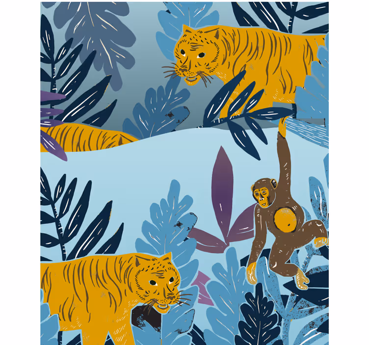 Tigers and monkey blind kids - TenStickers