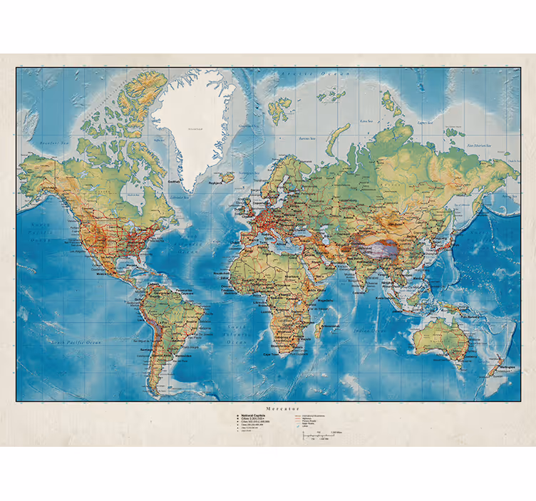 Mercator World map blind - TenStickers