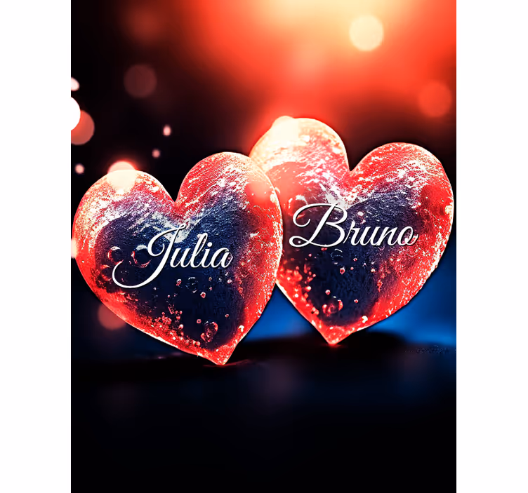 hearts with name Custom printed window shade - TenStickers