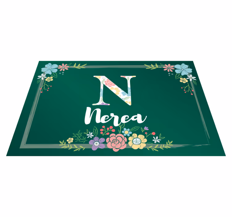Personalisable placemats floral initial design - TenStickers