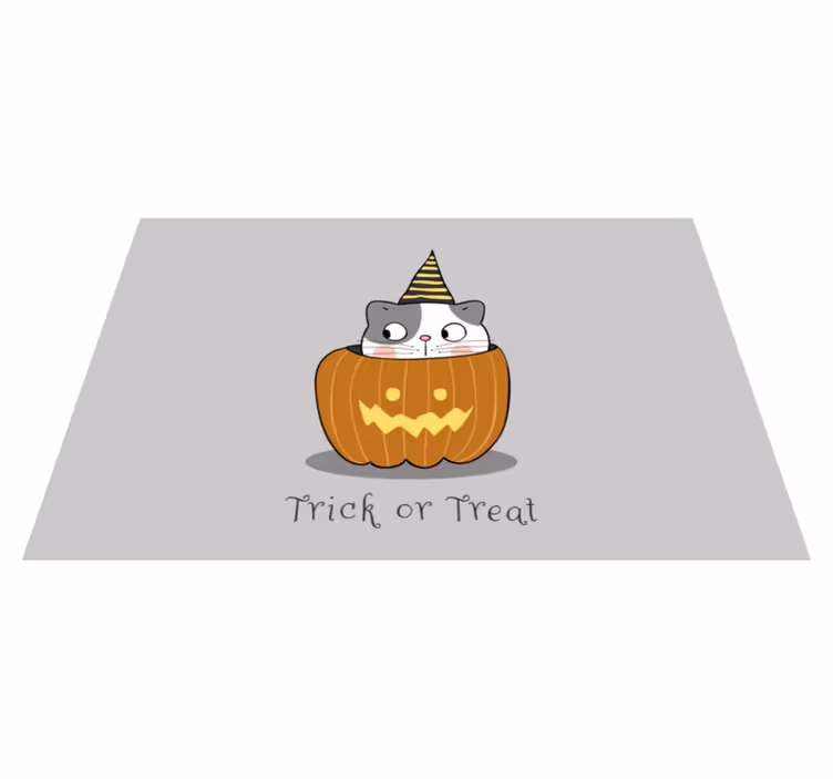 Halloween placemats featuring cat in pumpkin - TenStickers