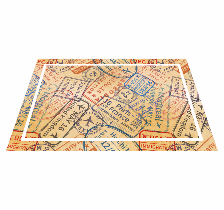 Textured placemats passport stamp design - TenStickers