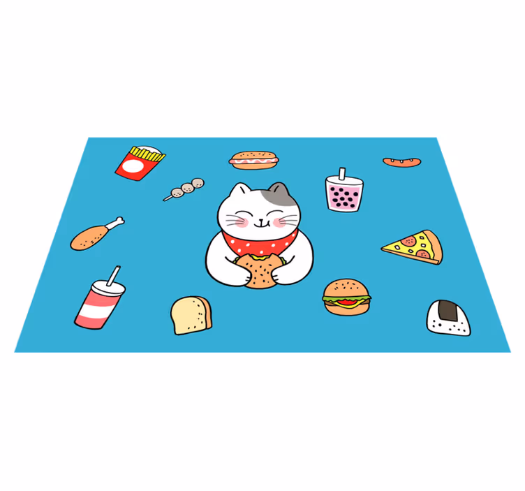 Children placemats cute cat dining - TenStickers