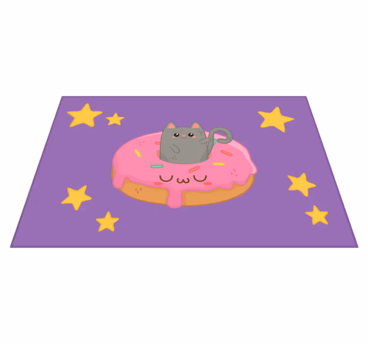 Children placemats cute cat donut - TenStickers