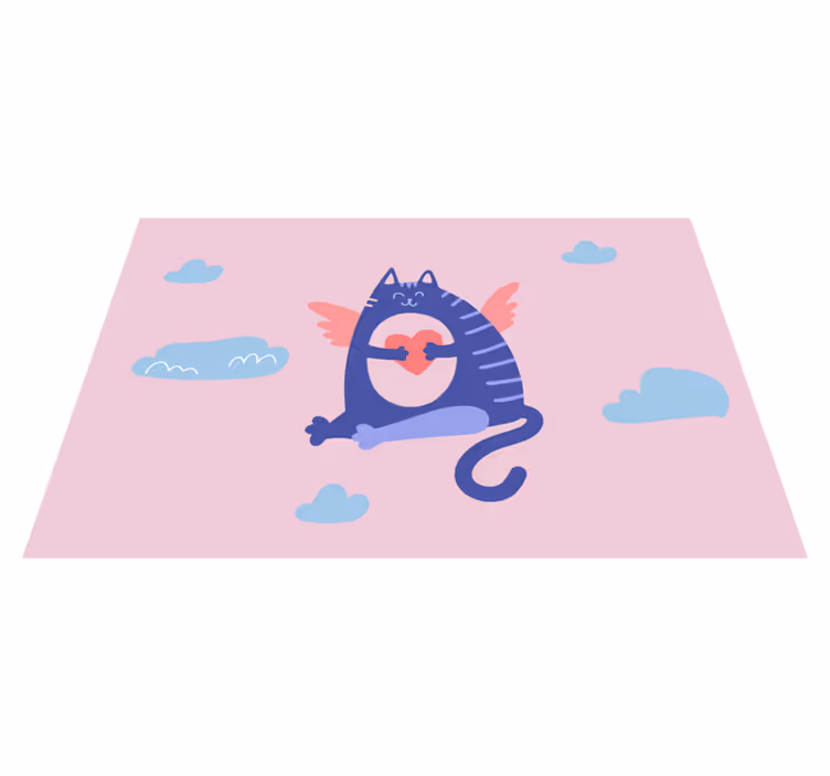 Children placemats flying cat with heart - TenStickers