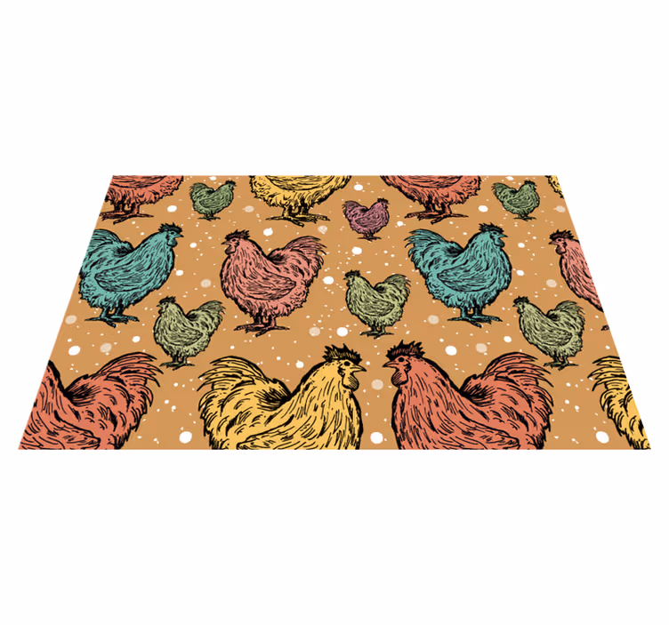 Original placemats colorful chicken design - TenStickers