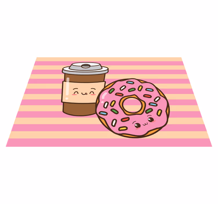 Children placemats cute coffee donut - TenStickers