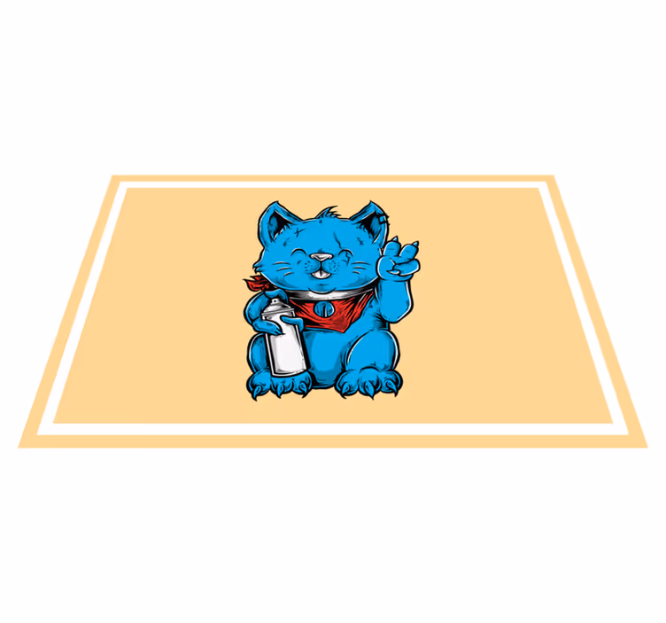 Children placemats cheerful blue cat - TenStickers