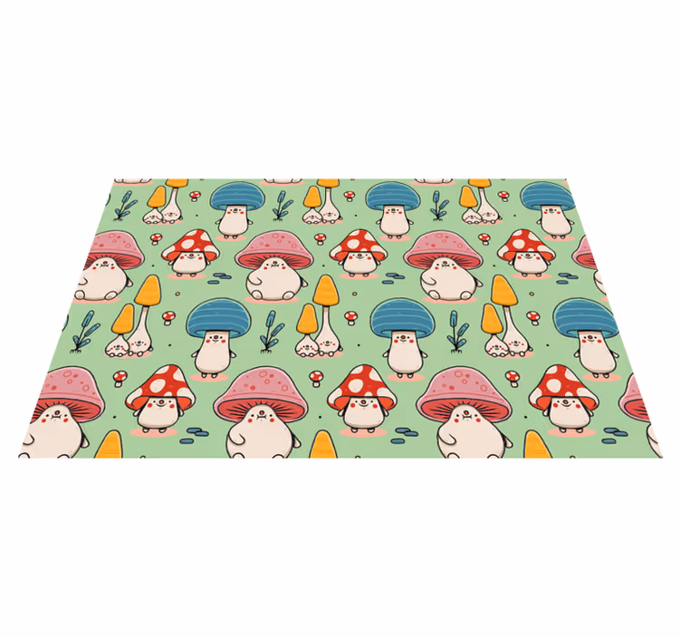 Children placemats cute mushroom friends - TenStickers