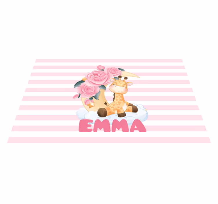 Children placemats giraffe with roses - TenStickers