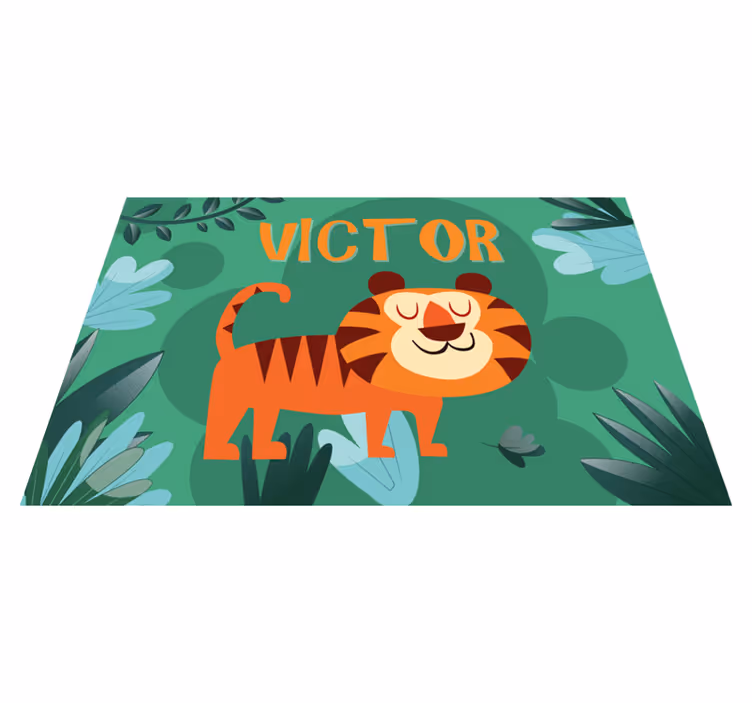 Cute tiger for boy with name children placemats - TenStickers