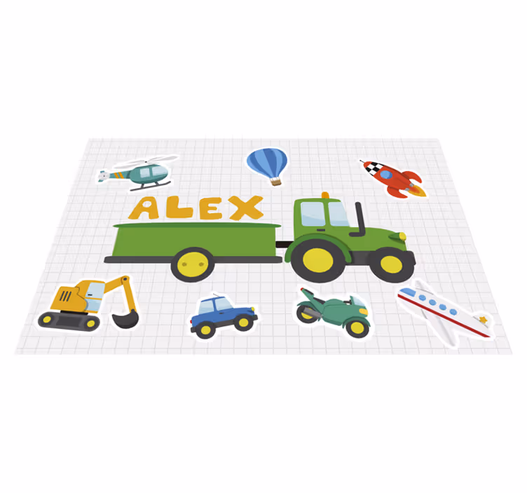 Different cartoon transport vinyl placemat - TenStickers
