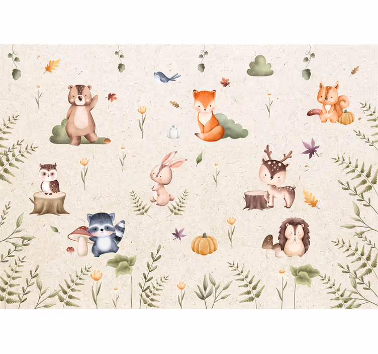 Fairytale animals wall mural nursery - TenStickers