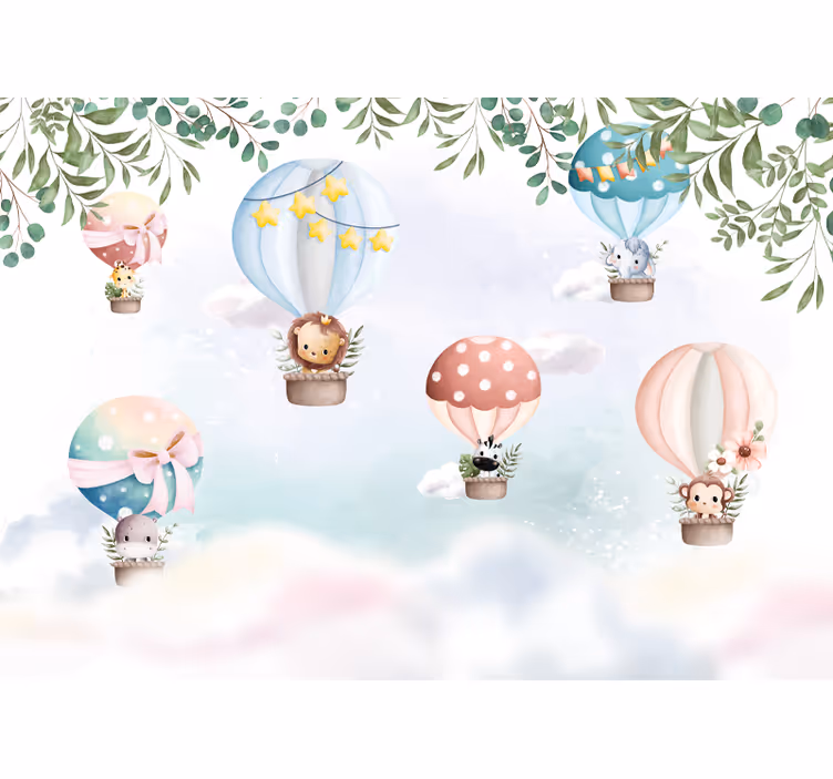 Air balloon animals wall mural nursery - TenStickers